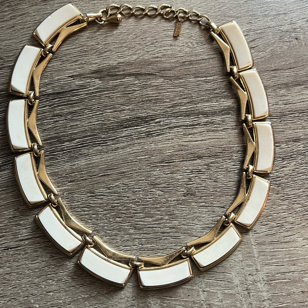 Vintage Monet Gold and Cream Necklace